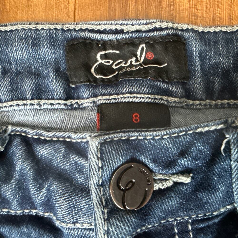 Earl Jean Womens Size 8 Slim Boot Cut Jeans Embellished Flap Pockets Stretch - Picture 8 of 8
